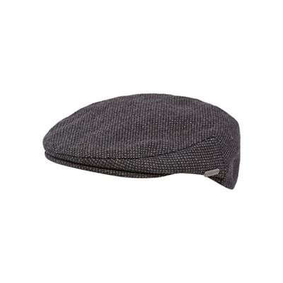 Dark grey micro spot flat cap